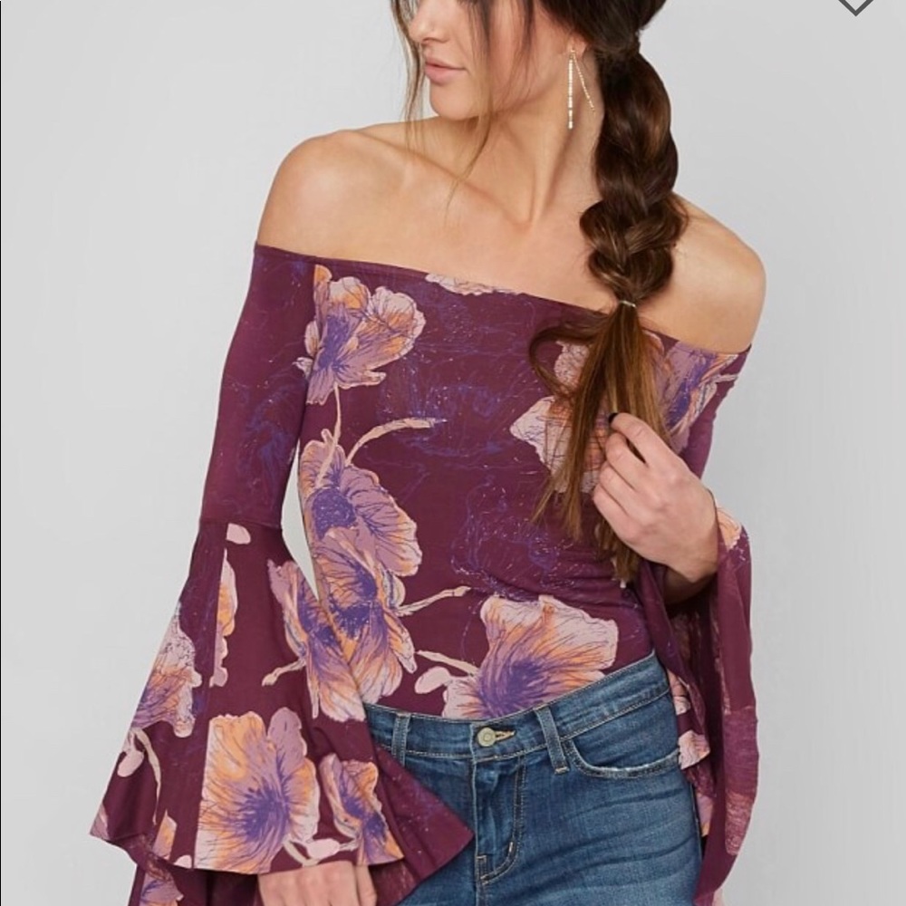 NWT Free People Bell Sleeve Floral Top
